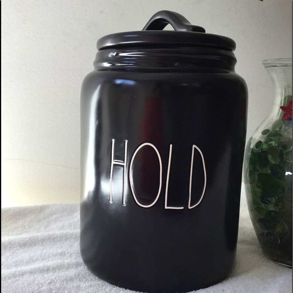 Rae Dunn Black HOLD Canister